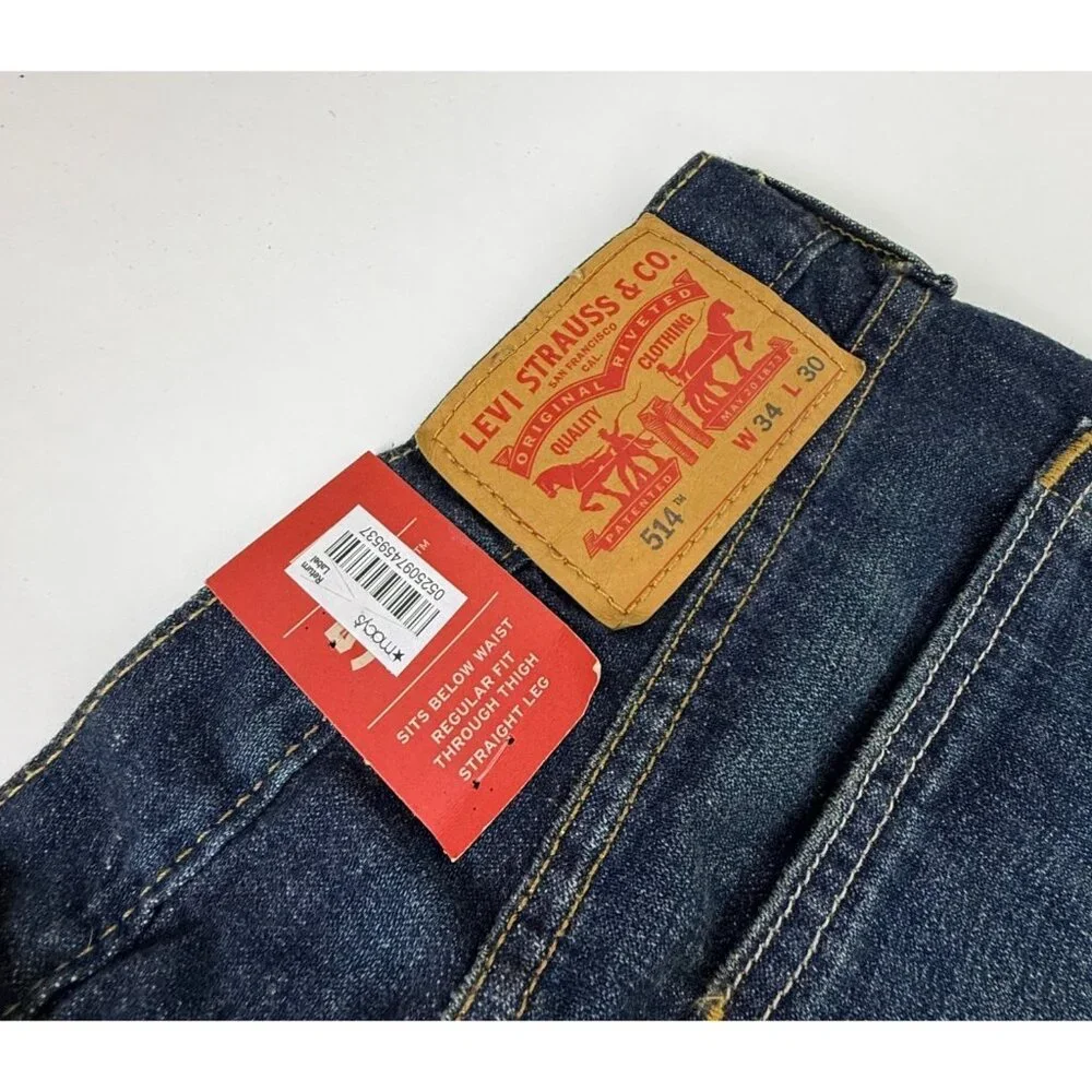 Levi's Men's 514 Straight-Leg Dark Wash Jeans 34x30 NWT